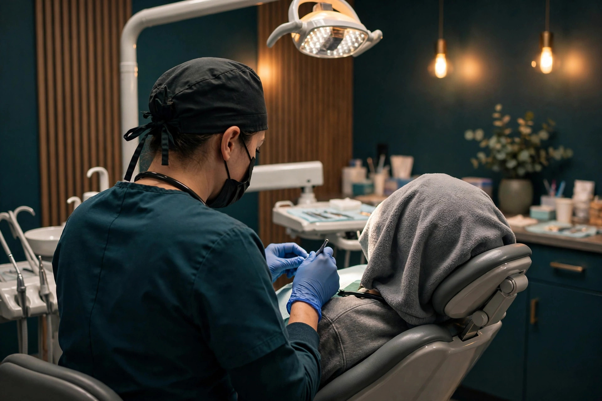Dental specialist with a patient in a modern treatment chair