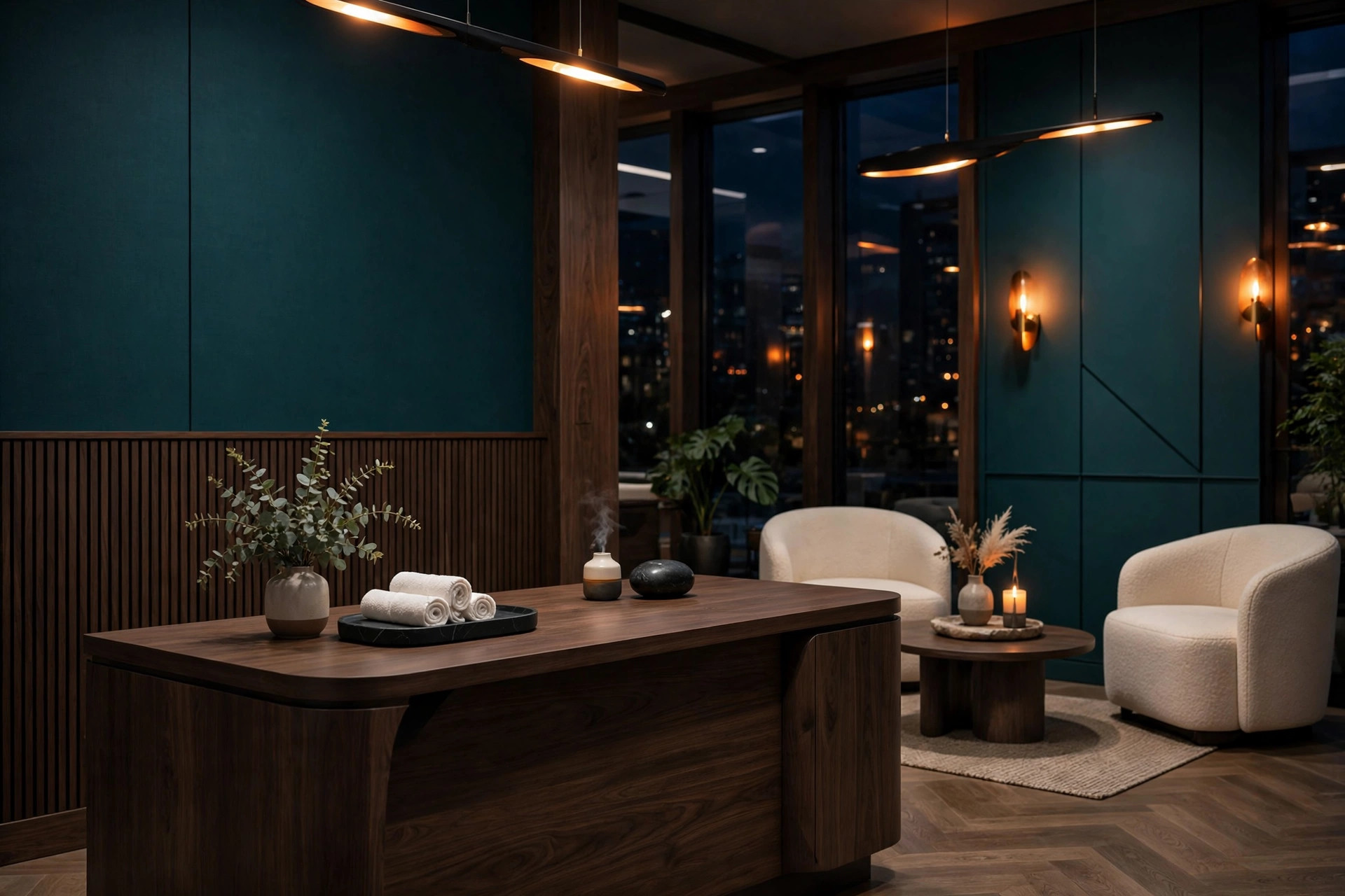 Calm modern dental office reception area